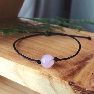 $7 BUNDLED🌿 Rose Quartz Stone Waxed Bracelet
